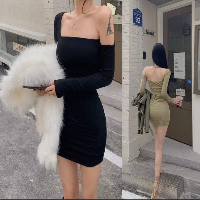 Đầm ôm dáng tay dài trễ vai phong cách âu mỹ quyến rũ cho nữ