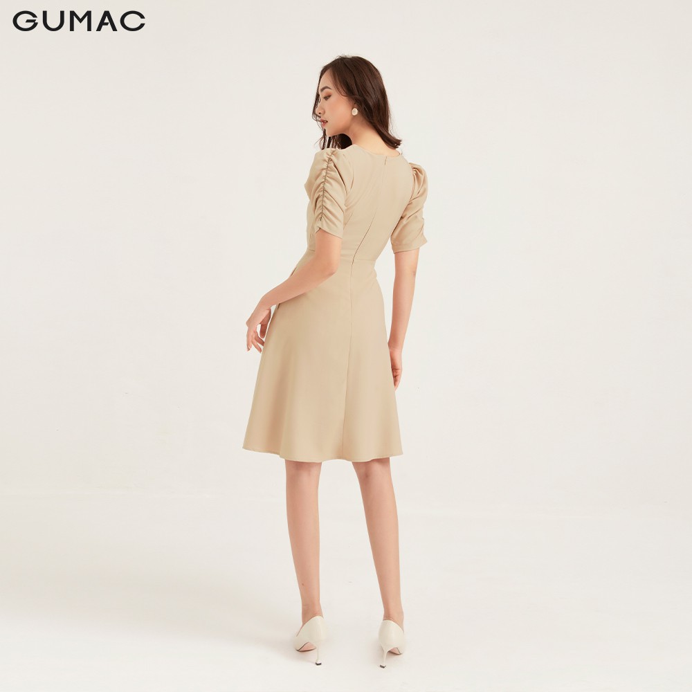 Đầm nữ ôm GUMAC thiết kế thêu họa tiết hoa, màu kem đủ size DB1116 | BigBuy360 - bigbuy360.vn