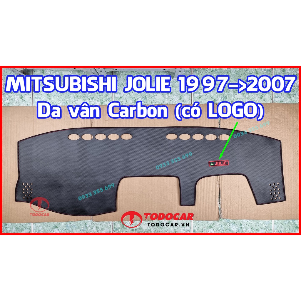 Thảm Taplo MITSUBISHI JOLIE bằng Nhung lông Cừu, Da vân Carbon, Da vân Gỗ 1997 98 99 2000 01 02 2003 2004 2005 2006 2007