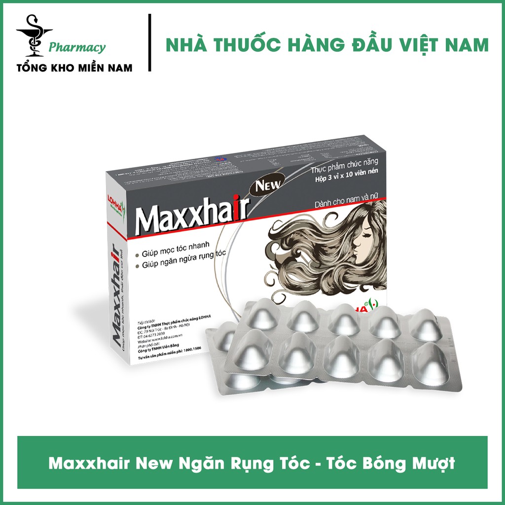 Maxxhair New Chính Hãng Ngăn Rụng Tóc - Tóc Bóng Mượt - Hộp 30 Viên