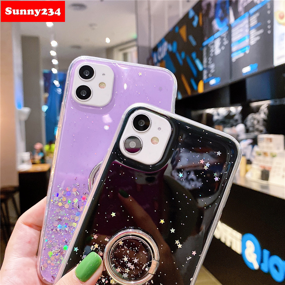 Ốp Lưng Kim Tuyến Nước Kèm Nhẫn Móc Ngón Tay Cho Iphone 12 11 Pro Max Iphone 6 6s 7 8 Plus