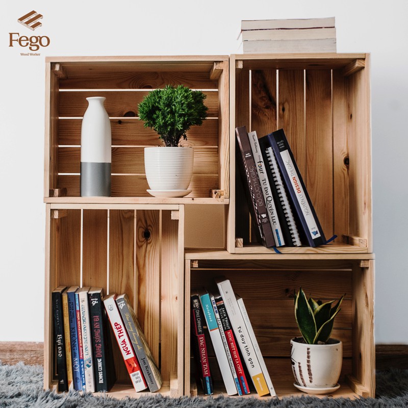 Hộp gỗ đựng đồ pallet/ Box gỗ - Thùng gỗ thông decor nhà cửa