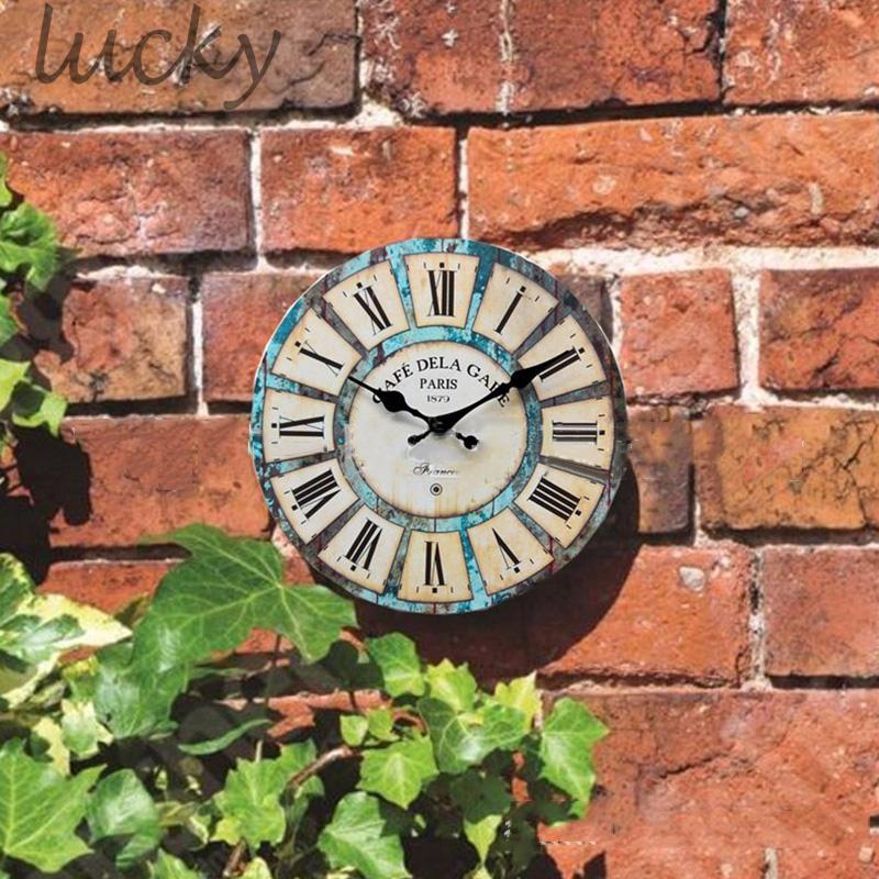 Đồng hồ kim treo tường bằng gỗ chống nước hình tròn phong cách cổ điển kích thước 30x30x0.5cm dùng pin AA