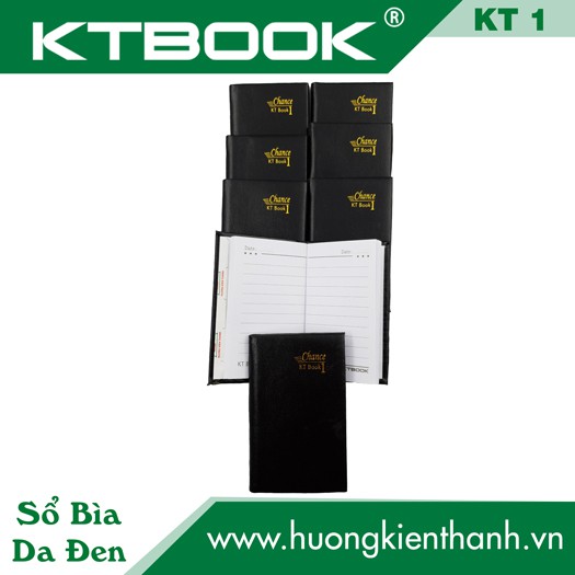 Gói 10 cuốn Sổ ghi chép Bìa Da Đen KTBOOK cao cấp KT 1 dòng kẻ ngang khổ A7 - 80 trang