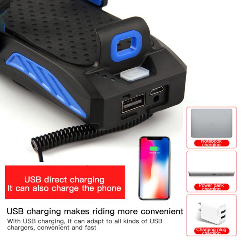 Đèn pha xe đạp 4in1 4000mah mới Giá đỡ điện thoại cho xe đạp usb có thể sạc lại 5 chế độ 2t6 led chiếu sáng cao chùm với còi 120db