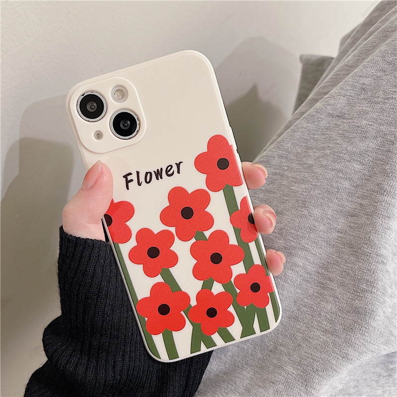 Ốp Điện Thoại In Hình Gấu Và Hoa Cho iPhone 11/12Pro/xs MAX 13Pro