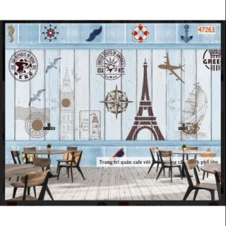 Tranh 3D dán quán cafe trà sữa trà chanh