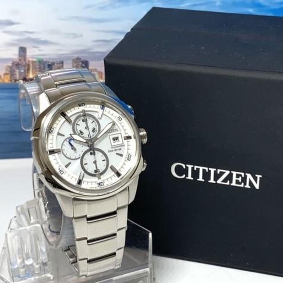 Đồng Hồ Citizen Nam Dây Kim Loại Eco-Drive (Năng Lượng Ánh Sáng) CA0370-54A - Mặt Trắng (44mm)