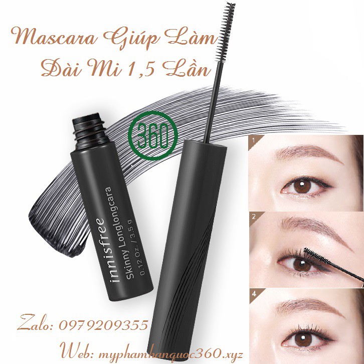 [mẫu mới] Mascara Làm Dài Mi Gấp 1,5 Lần – Innisfree Skinny Longlongcara