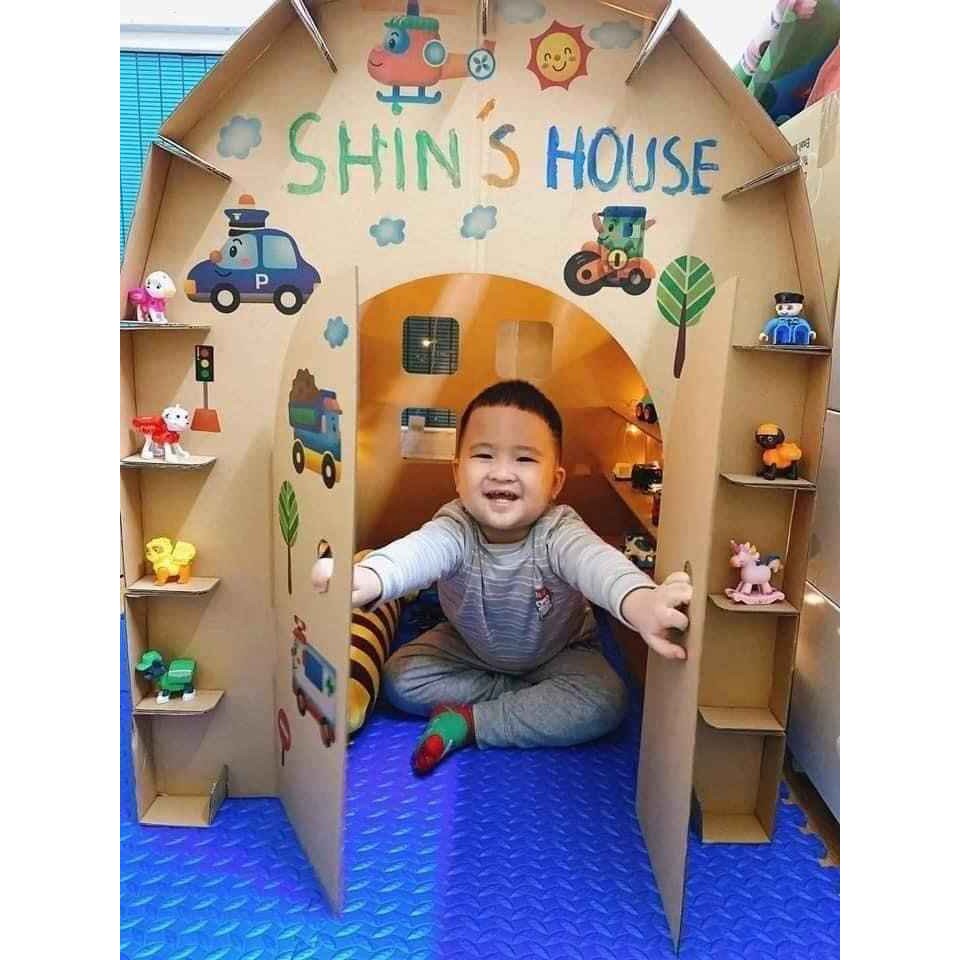 (100x75x85cm) Ngôi nhà đồ chơi bìa carton baby' House lắp ghép thông minh cho bé - An toàn cho sự phát triển của trẻ
