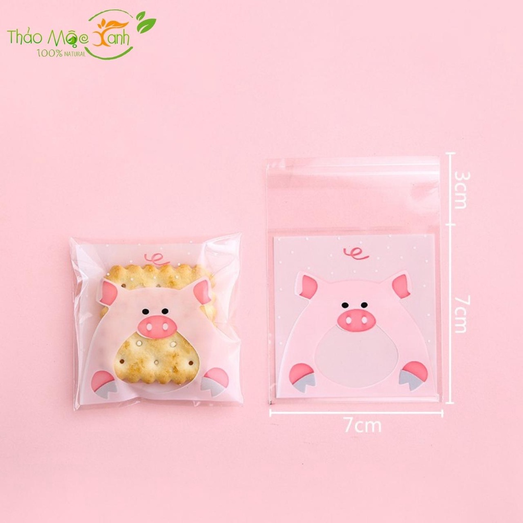 Set 100 túi kích thước 7x7cm Túi đựng bánh cookie / bánh quy/ trà hoa kích thước 7x7cm