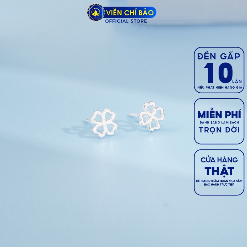 Bông tai bạc nữ hình cỏ 4 lá chất liệu bạc 925 thời trang phụ kiện trang sức nữ thương hiệu Viễn Chí Bảo E011x