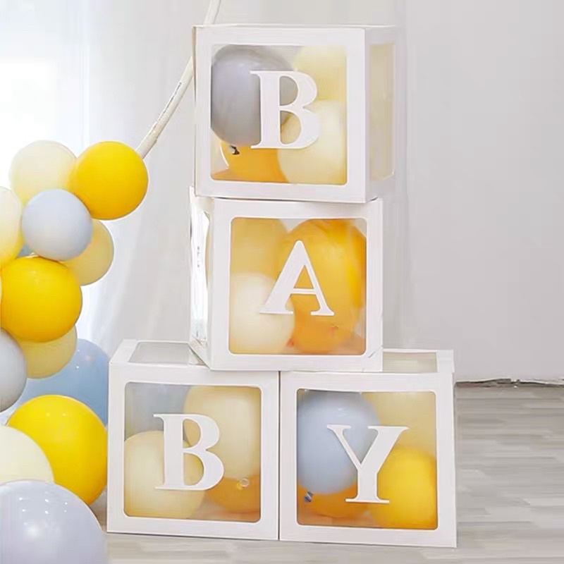 Hộp 4 chữ baby ( nhận in tên bé lên hộp) trang trí bữa tiệc sinh Nhật hoặc decor trang trí