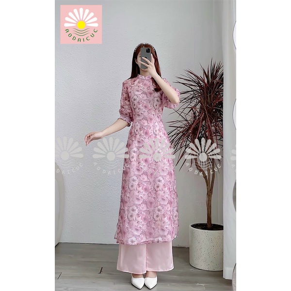 Áo dài cách tân 4 tà xanh ngọc tay lỡ trẻ trung thanh lịch