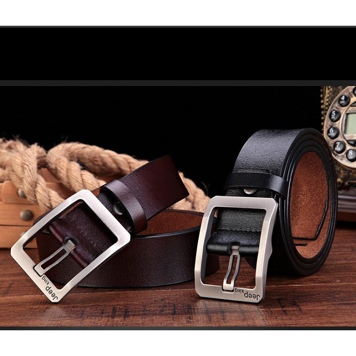 Thắt lưng nam Jeepking da bò khóa kim cao cấp, dây nịt nam