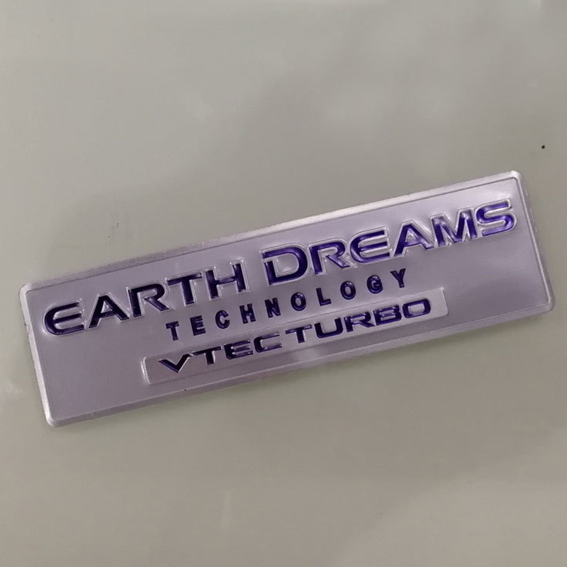Hình dán kim loại logo chữ Earth Dreams Vtec Turbo trang trí xe hơi Honda Civic City