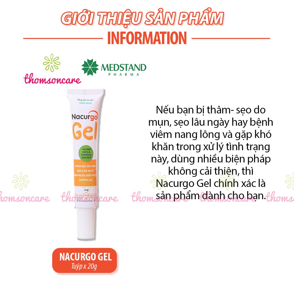 Nacurgo Gel - ngừa mụn, giảm sẹo, giảm viêm nang lông từ thảo dược.