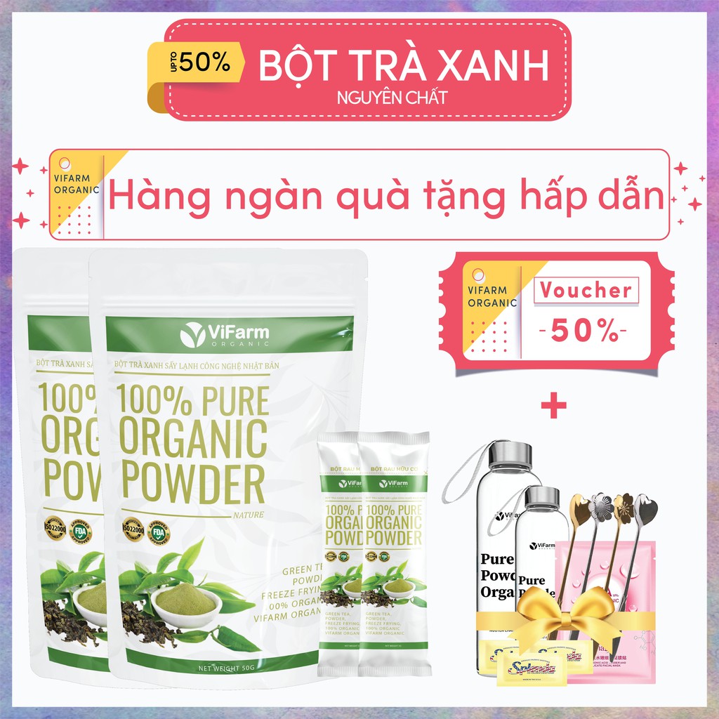 Bột Trà Xanh Matcha Nguyên Chất 50g Sấy Lạnh Công Nghệ Nhật Bản, Bột Matcha Trà Xanh Làm Bánh, Đắp Mặt