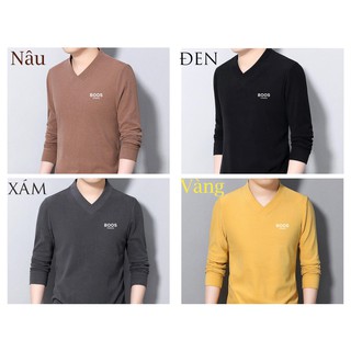 Áo thun nam dài tay cổ tim, chất cotton co giãn, thấm hút mồ hôi. Trẻ trung phong cách phù hợp mọi lứa tuổi