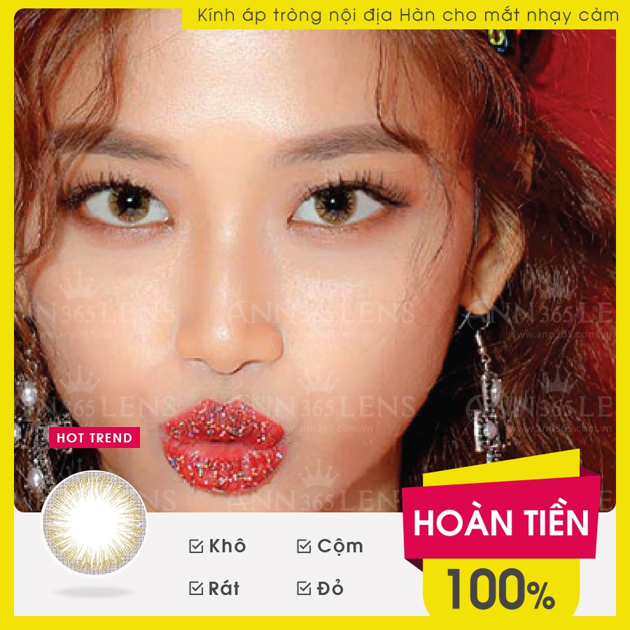 Lens Hàn ANN365 1 Tháng, Kính Áp Tròng Nội Địa Hàn Cao Cấp Nâu Và Xám