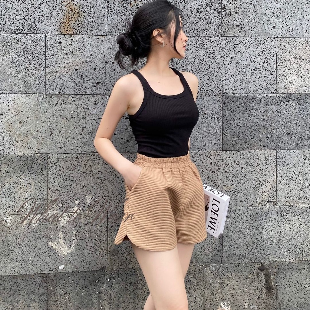 Quần short lưng thun vải dập tổ ong by Whattowear