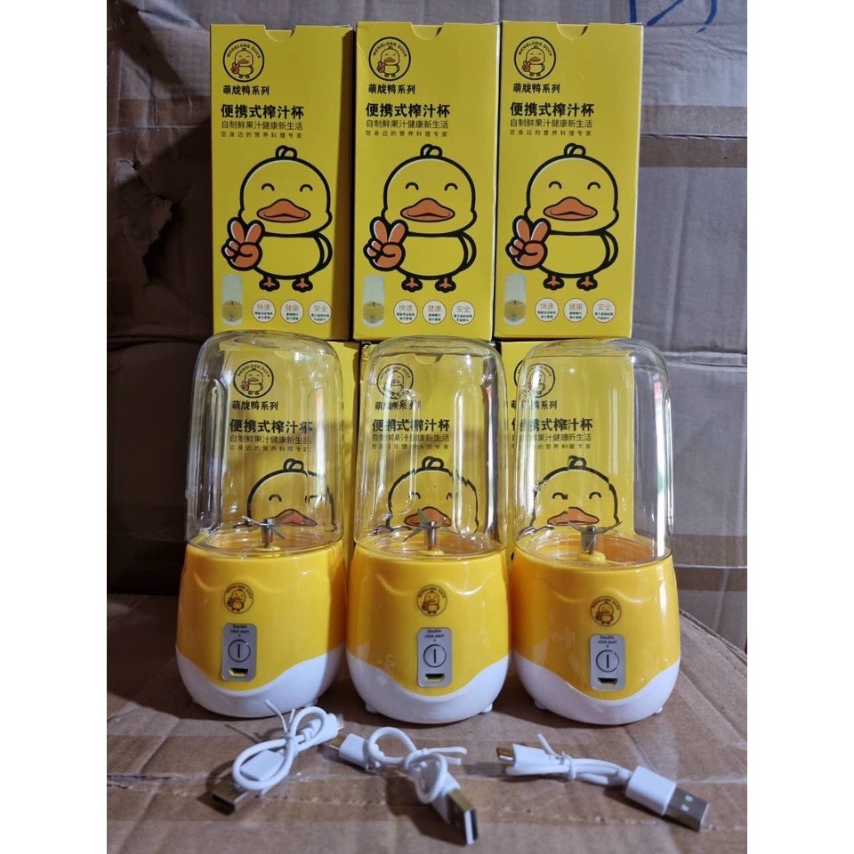 Máy Xay Sinh Tố Cầm Tay Mini Sạc Điện Dung Tích 400ml Máy Xay Hoa Quả Mini Vịt Vàng Mẫu Mới