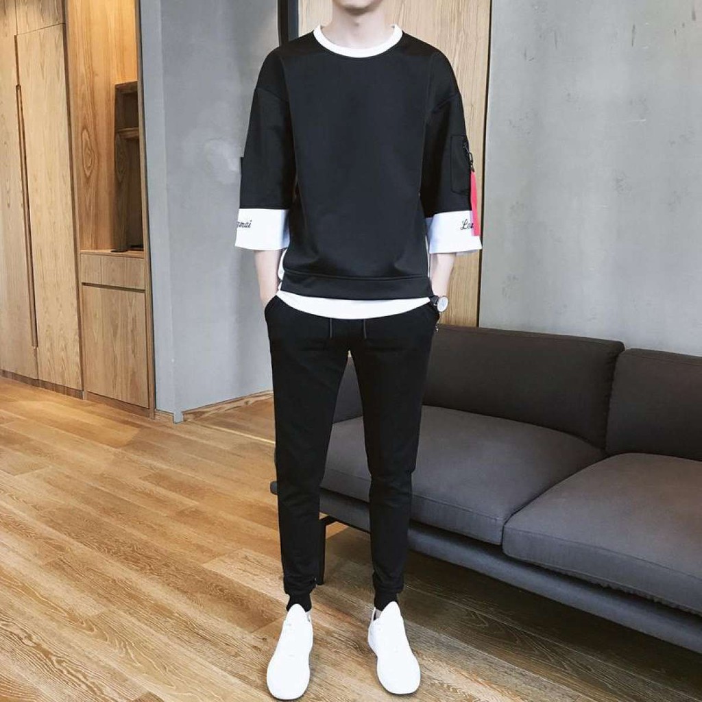 Bộ Đồ Nam Mùa Hè Áo Thun Tay Lỡ  Phối Dây In Họa Tiết Chữ OFF WHITE Thời Trang MixxStore QA NAM 024