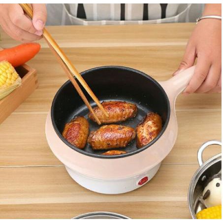 Nồi lẩu hấp chiên mini 2 tầng đa năng chống dính 2 trong 1 (ổ cắm 2 chấu) ,Giá lẻ như buôn