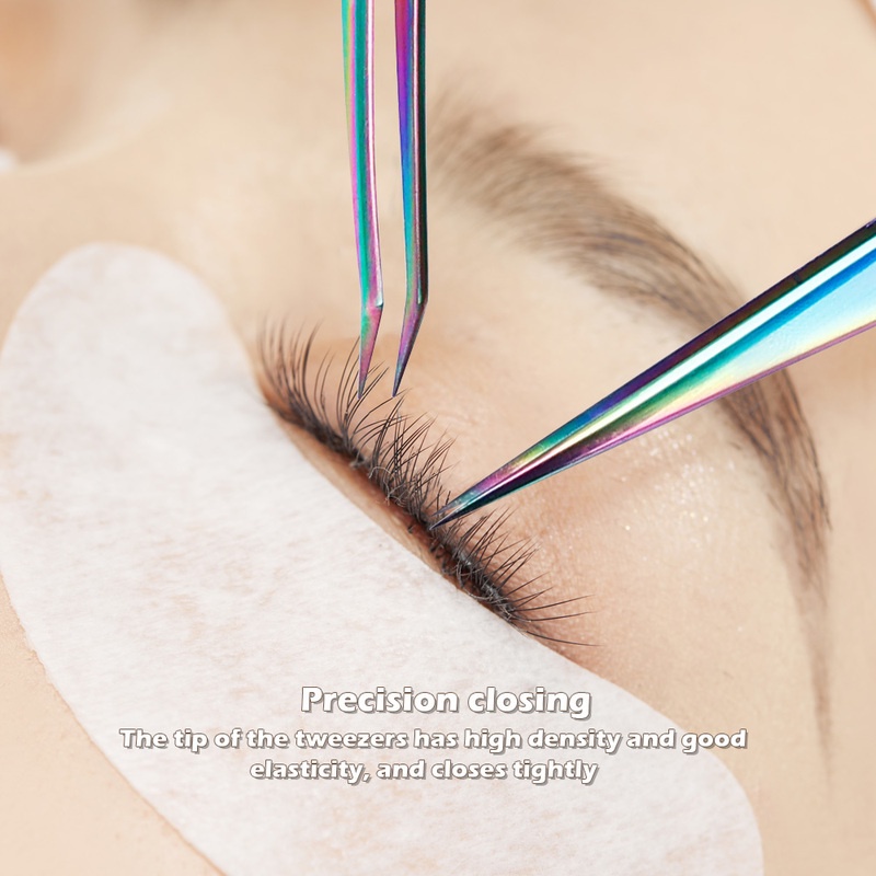 1 Nhíp Thẳng/Cong Bằng Thép Không Gỉ Màu Cầu Vồng Dùng Nối Mi/Trang Trí Móng Tay Chuyên Nghiệp