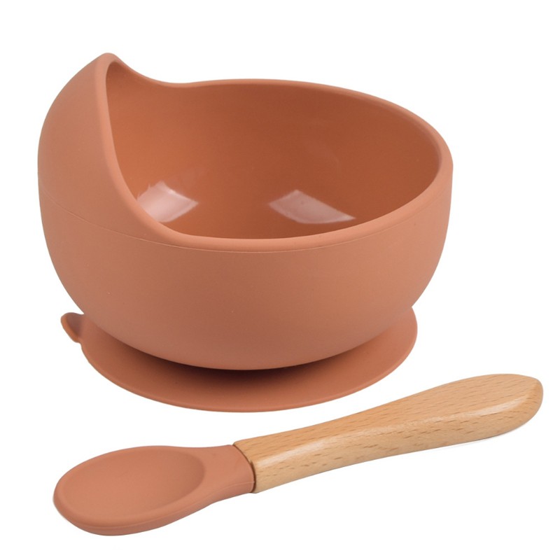 BB 2 Pcs BPA Free Silicone Waterproof Baby Suction Bowl Training Spoon Set Non-Slip Learning Feeding Dish Plate Utensils