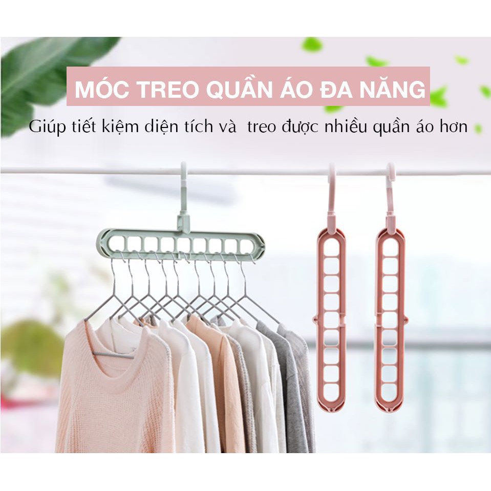 Móc/Giá Treo Quần Áo Đa Năng 9 Lỗ Bằng Nhựa - Siêu Bền, Siêu Tiết Kiệm Diện Tích [MÓC 9 LỖ MÀU NGẪU NHIÊN][TẶNG QUÀ]