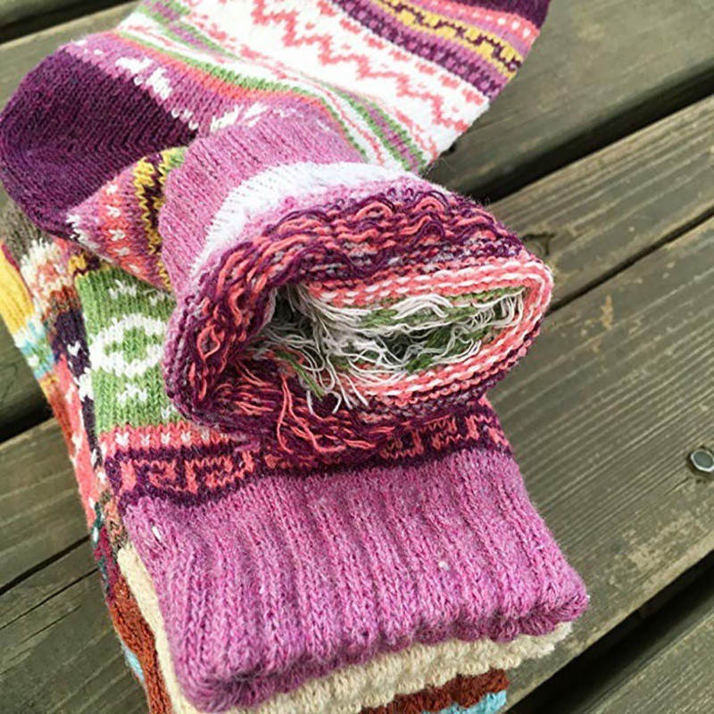 Vớ Len Giữ Ấm Mềm Mại Phong Cách Retro