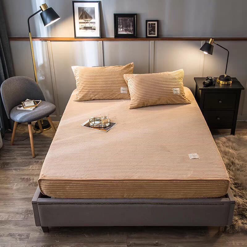 Bộ Ga Gối Nhung Tăm Muji , Chất Đẹp , Ấm