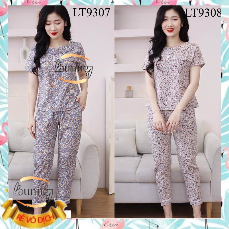 [BunnySky] ĐỒ BỘ NỮ MẶC NHÀ CHẤT LIỆU LỤA MỀM MÁT TAY CỘC QUẦN DÀI CỔ BÈO ZEN SỌC