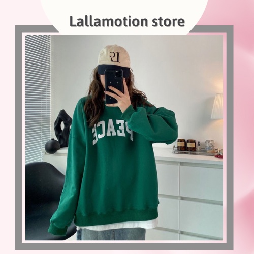 Áo nỉ sweater hoodie đôi nam nữ thời trang trẻ chữ PAEAN hàng quảng châu cao cấp co dãn from rộng hot LALLAMOTION 21