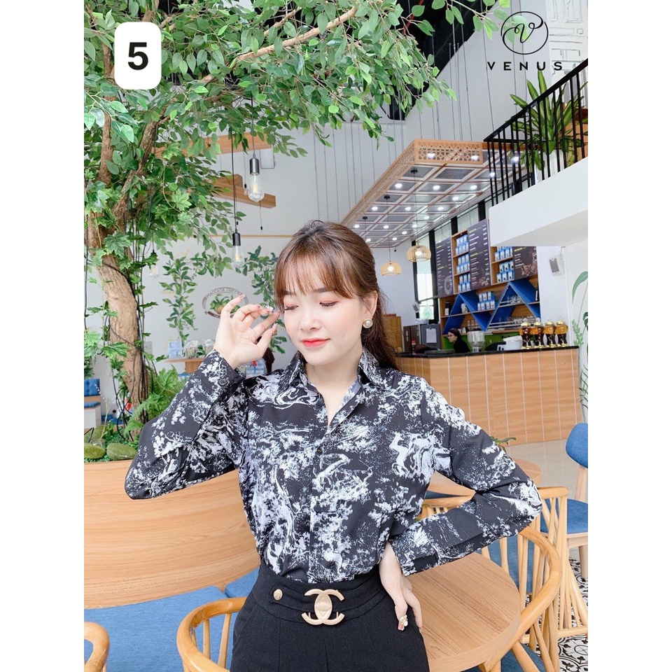Áo sơ mi lụa tay dài💖Freeship💖 - Áo sơ mi họa tiết thiết kế chống nhăn, mềm, mịn , mát ..