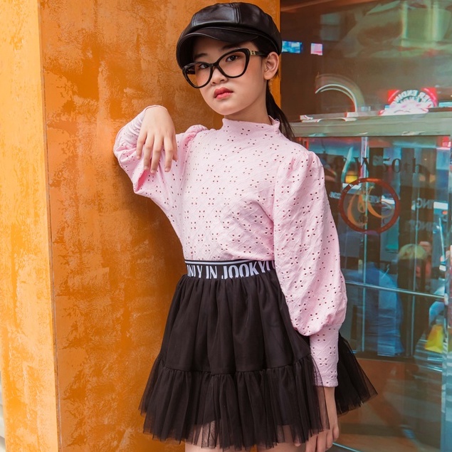 Áo thun JOOKYLI bé gái cổ 3P tay bồng 58G1012