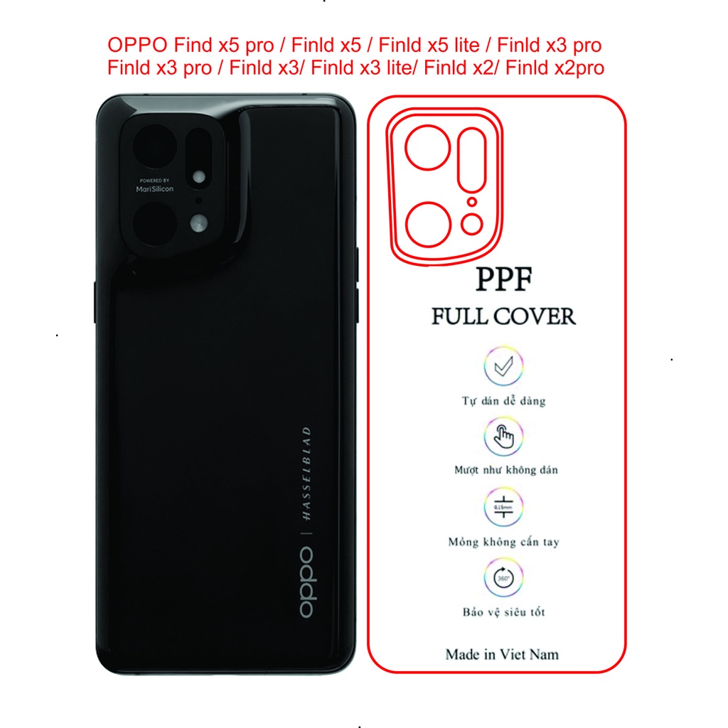 Dán PPF trong suốt OPPO Find x5 pro / find x5 / find x5 lite / find x3 pro / find x3 / find x3 lite 