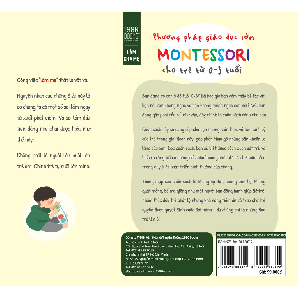 Sách - Phương Pháp Giáo Dục Sớm Montessori Cho Trẻ Từ 0-3 Tuổi -1980Books