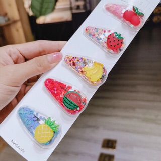 Vỉ 5 kẹp tóc hoa quả cho bé