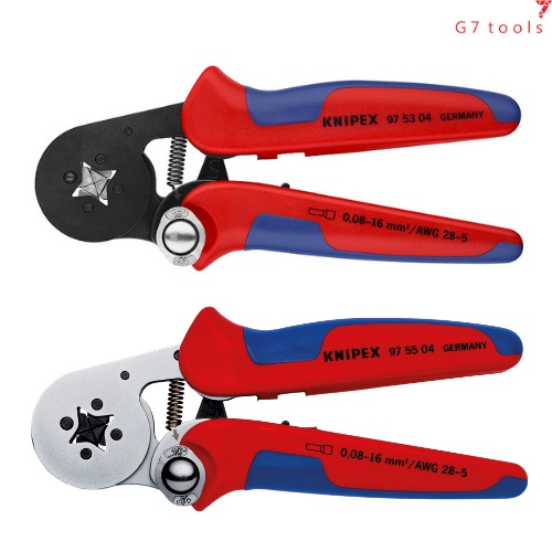 Kìm Knipex Bấm Cos Tròn Pin Rỗng 0.08 – 16.0 mm²  97 53 04 / 97 55 04 có Cấu Hình Vuông Sau Bấm