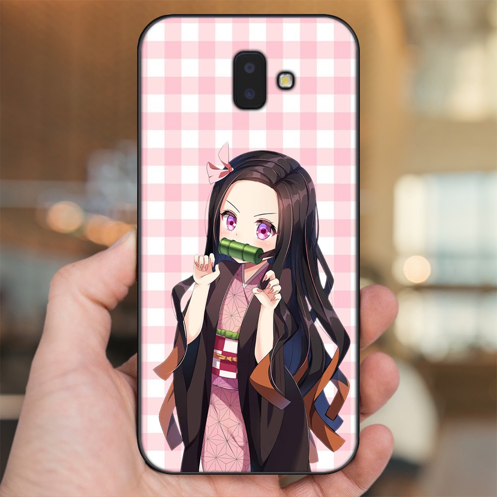 Ốp lưng Samsung J6 Plus viền đen in hình Nezuko Kimetsu no Yaiba
