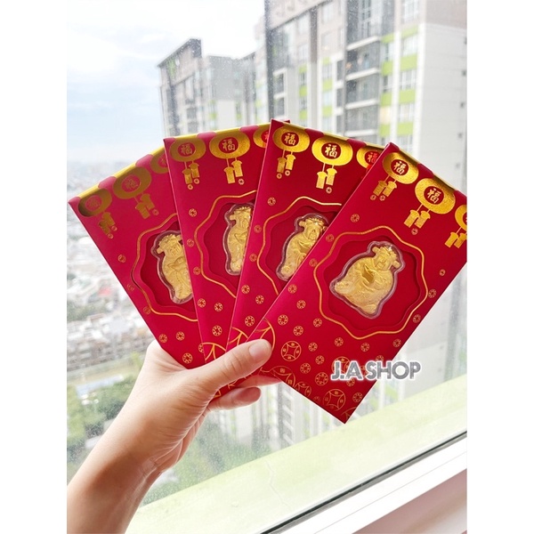 Bao Lì Xì Thần Tài Mạ Vàng May Mắn, Bao Lì Xì Tết May Mắn Hồng Kong Tết 2022, Lì Xì Độc Lạ Tuyển Sỉ