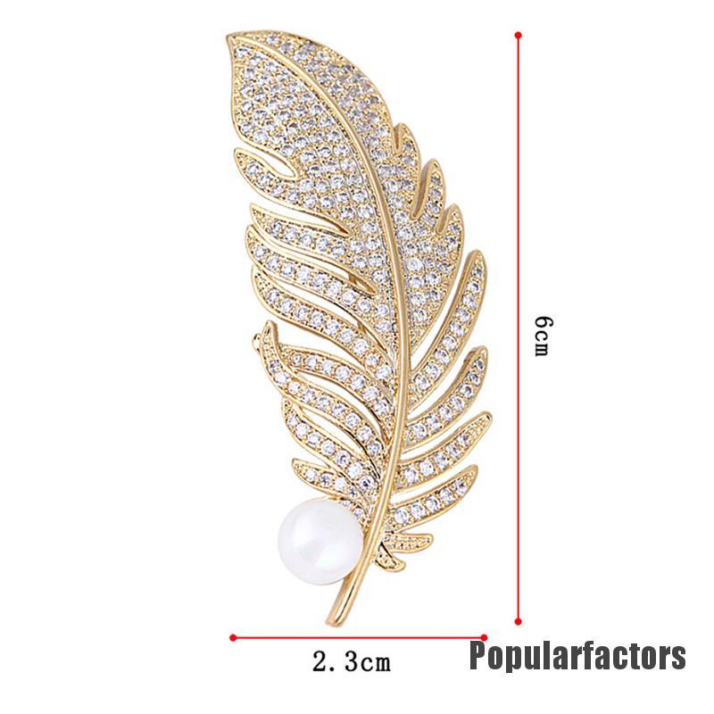 Ghim Cài Áo Hình Chiếc Lá Đính Ngọc Trai Nhân Tạo