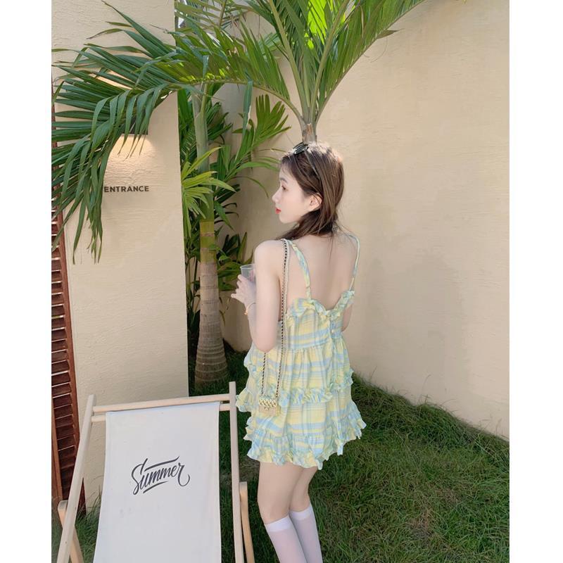 Đầm Hai Dây Dáng Rộng Phối Bèo Thời Trang Mùa Hè Cho Nữ