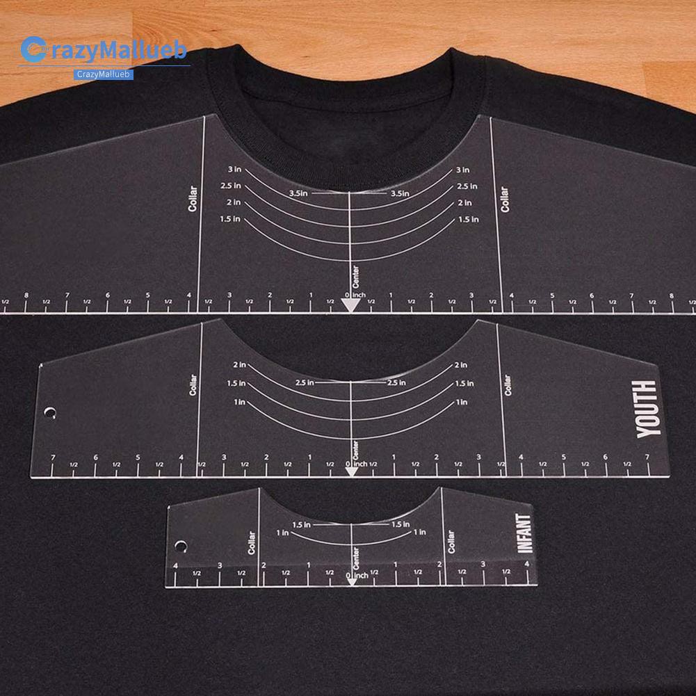 Crazymallueb❤3pcs Acrylic T-shirt Ruler Guide Chart Tailor Designs On T-Shirt Alignment Tool❤New