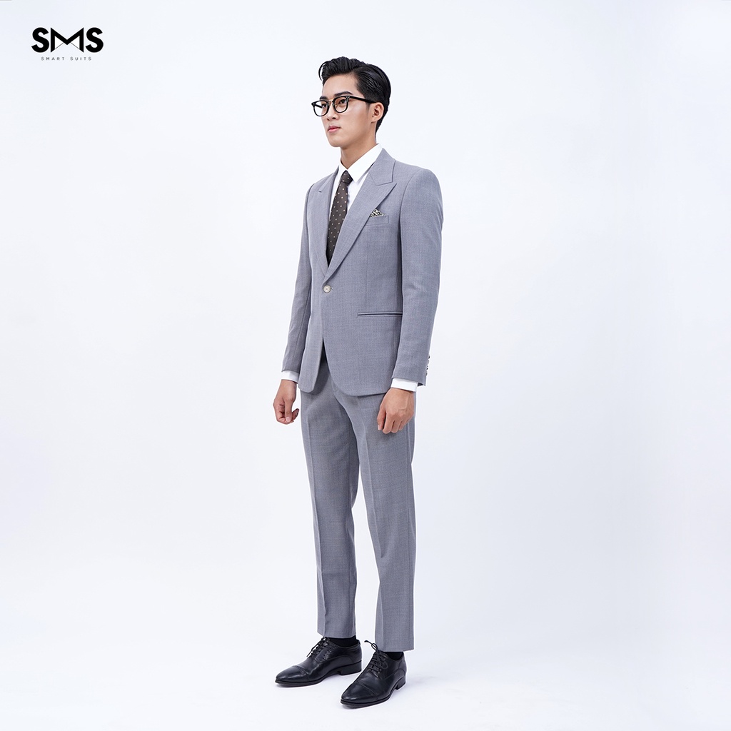 Vest nam xám nhạt, suits sartorial, 1 khuy 2 túi, chuẩn form Smart Suits