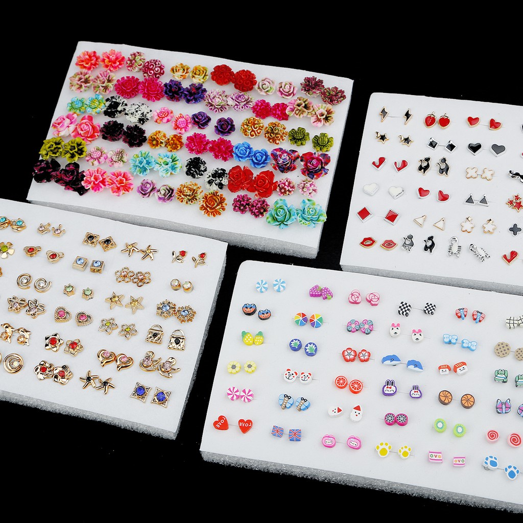 （Trộn ngẫu nhiên）Set 36 đôi bông tai nhiều màu sắc phong cách vintage thời trang dành cho nữ