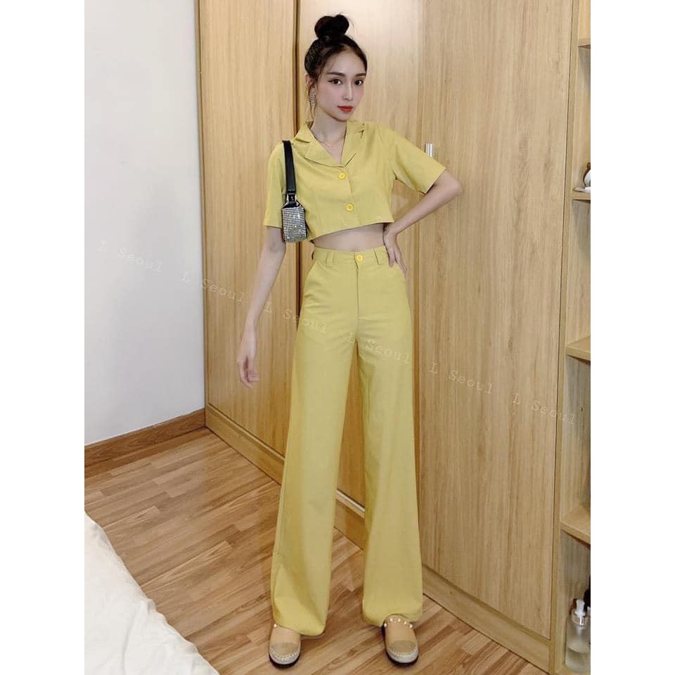 Set vest vàng croptop diện đâu cũng xinh ( 3sp bất kì giá sỉ )