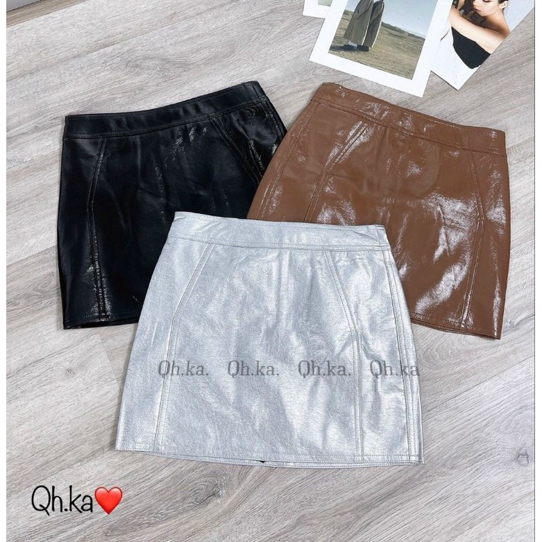 Chân váy da mềm khóa sau hàng QCL1